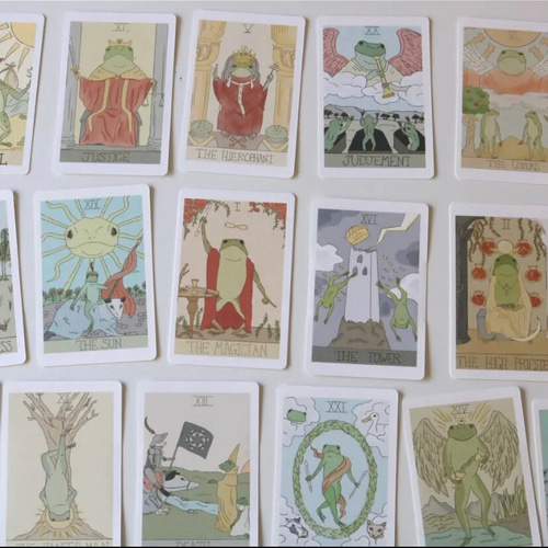 カエル タロットカード・オラクルカード 大アルカナ 22枚 イラスト 布