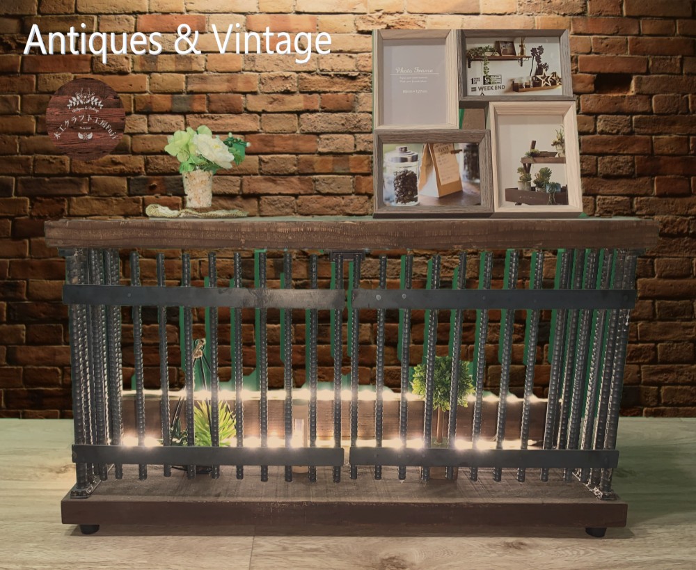 【限定一点物　個性派インテリア】アイアン格子ディスプレイボックス