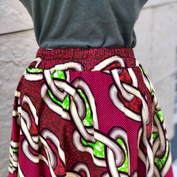アフリカンバティックプリントの半円サーキュラースカート チェーンモチーフ 3枚目の画像