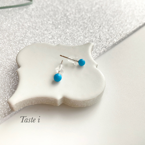 大人テイスト】トルコ石4ミリピアス〔10029〕 ピアス（スタッド・一粒
