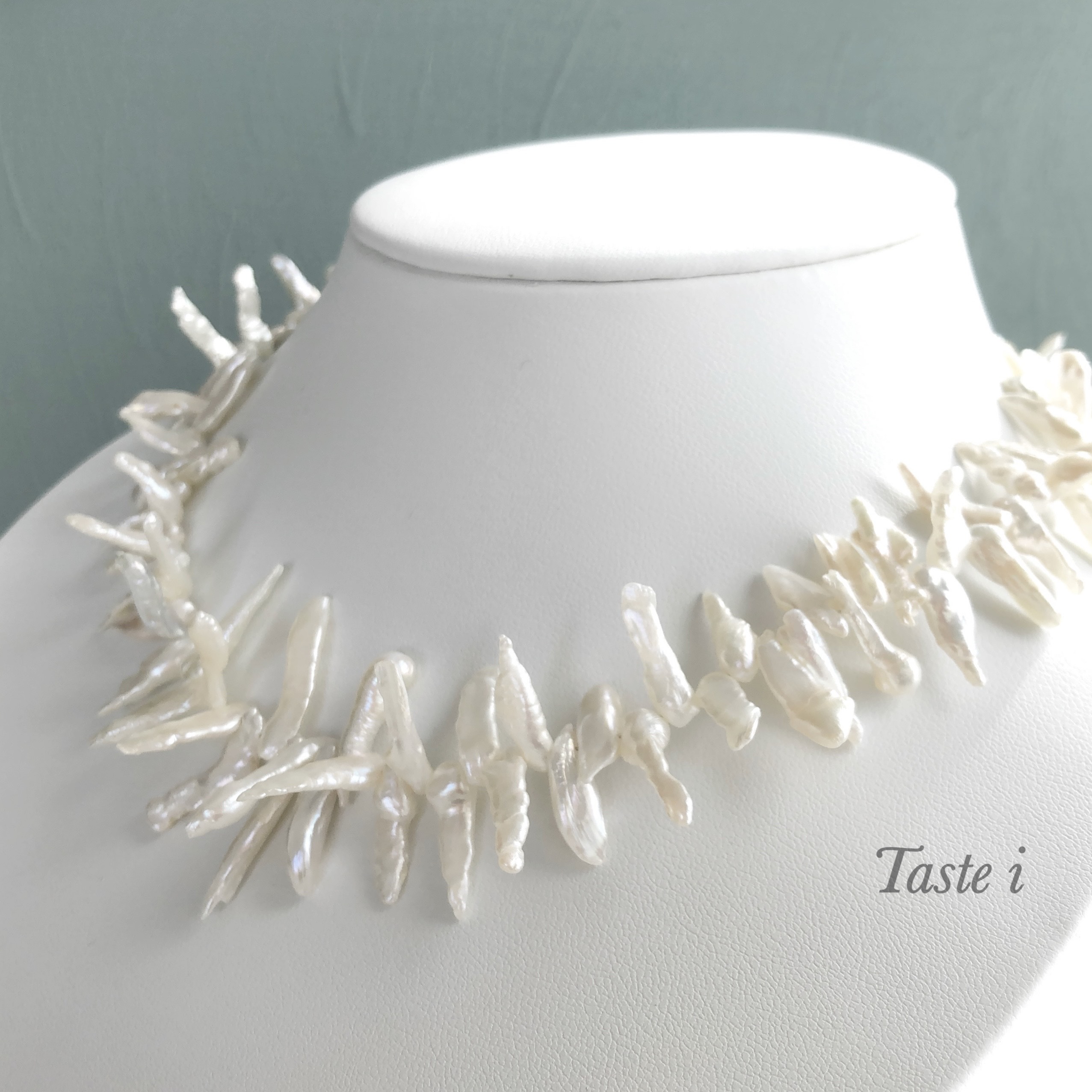 ♪残り2点♪【大人テイスト】淡水スティックパールのネックレス　シルバー925〔20056〕