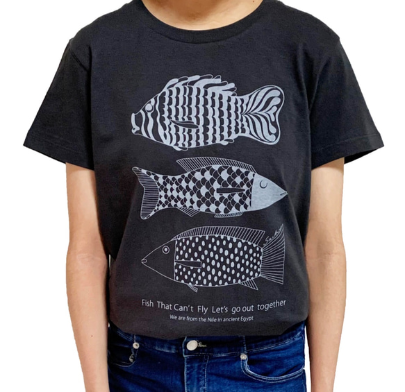No.6空を飛びたかった魚ハイクオリティTシャツ（スミ色） 3枚目の画像