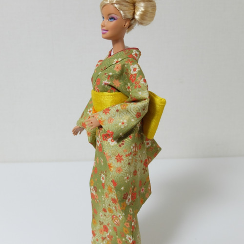 SALE】バービー人形 着物 緑色 手作り barbie kimono green handmade