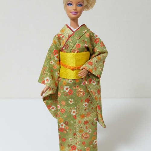 SALE】バービー人形 着物 緑色 手作り barbie kimono green handmade