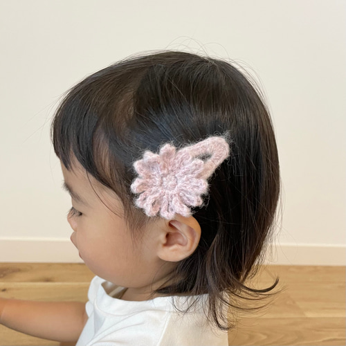 パッチンピン モヘア フラワー 花 ヘアアクセサリー ベビー キッズ