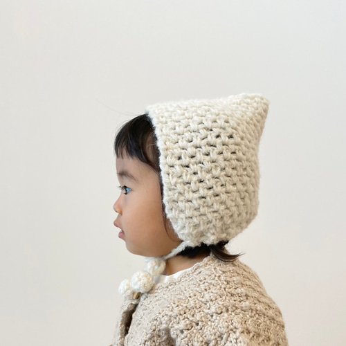 n10 モヘアボンネット　ニット帽 ROOP TOKYO ニット帽 ニットキャップ クロシェ編みニット
