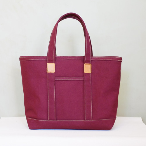 革と帆布のトートバッグ M バーガンディ※受注生産 トートバッグ