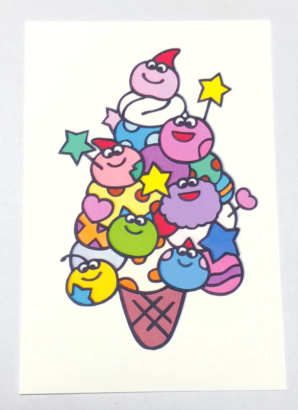 2020★切り絵カード*アイスのようなクリスマスツリー《ポストカード 5枚》 2枚目の画像