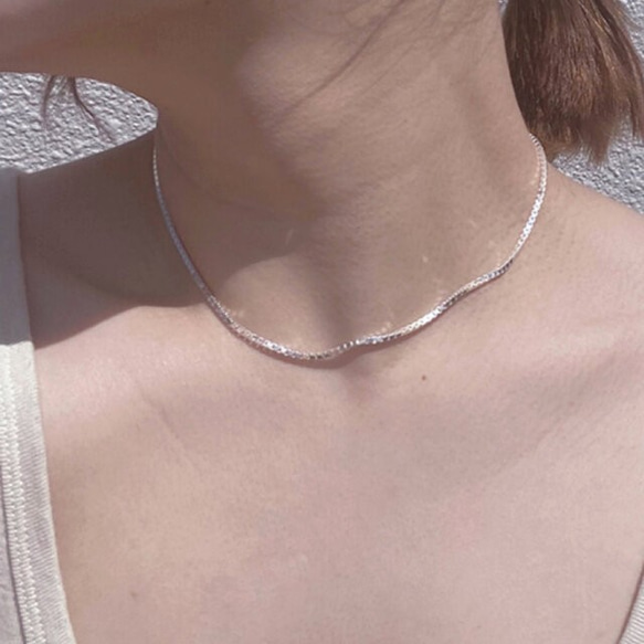 スクエアベネチアンネックレス 太 シルバー925 40cm,45cm