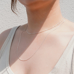 方形威尼斯鏈項鍊 白銀 40 厘米/60 厘米 第1張的照片