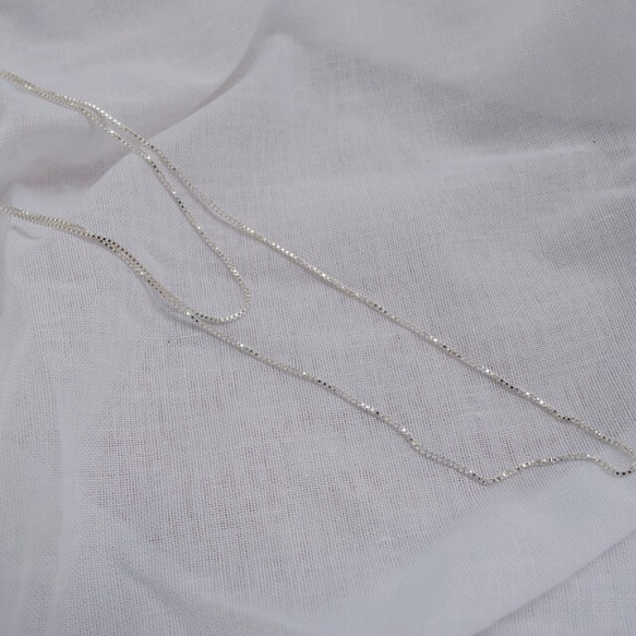 方形威尼斯鏈項鍊 白銀 40 厘米/60 厘米 第2張的照片