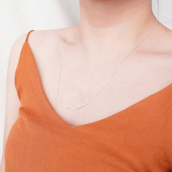 方形威尼斯鏈項鍊 白銀 40 厘米/60 厘米 第6張的照片