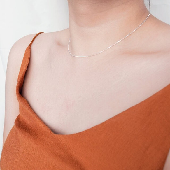 方形威尼斯鏈項鍊 白銀 40 厘米/60 厘米 第7張的照片