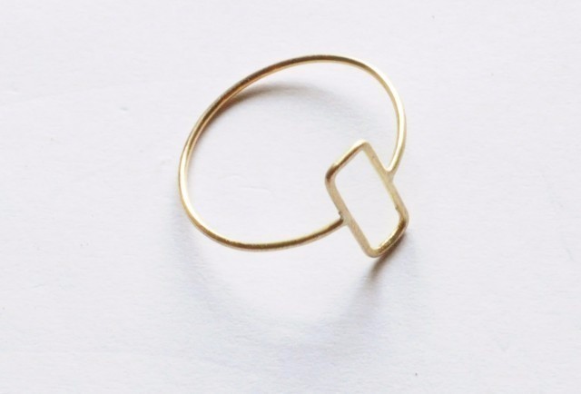 長方形極細リング k18