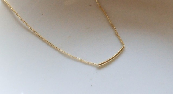 SALE！k18　very thin necklace with bar　 4枚目の画像