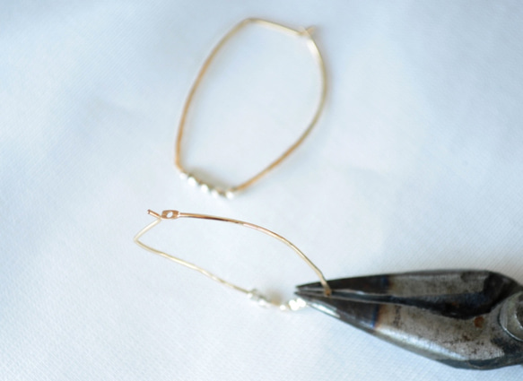 k14gf 管狀方形耳環 第5張的照片