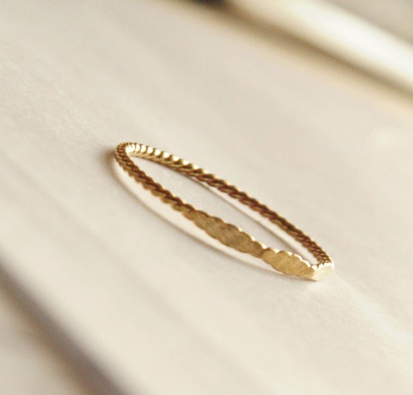 ねじねじ３つタタキリング　brass 3枚目の画像