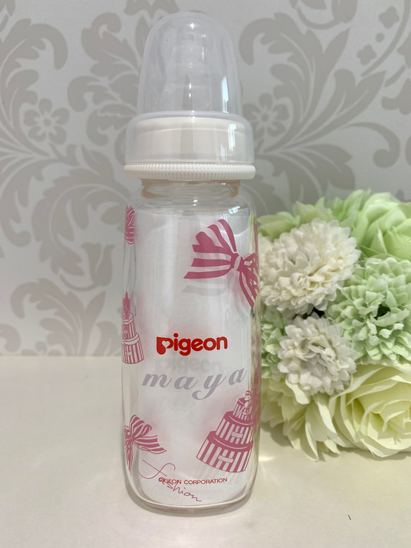 ❤︎【名入れ無料】Pigeon哺乳瓶200ml❤︎リボンケーキピンク 10枚目の画像