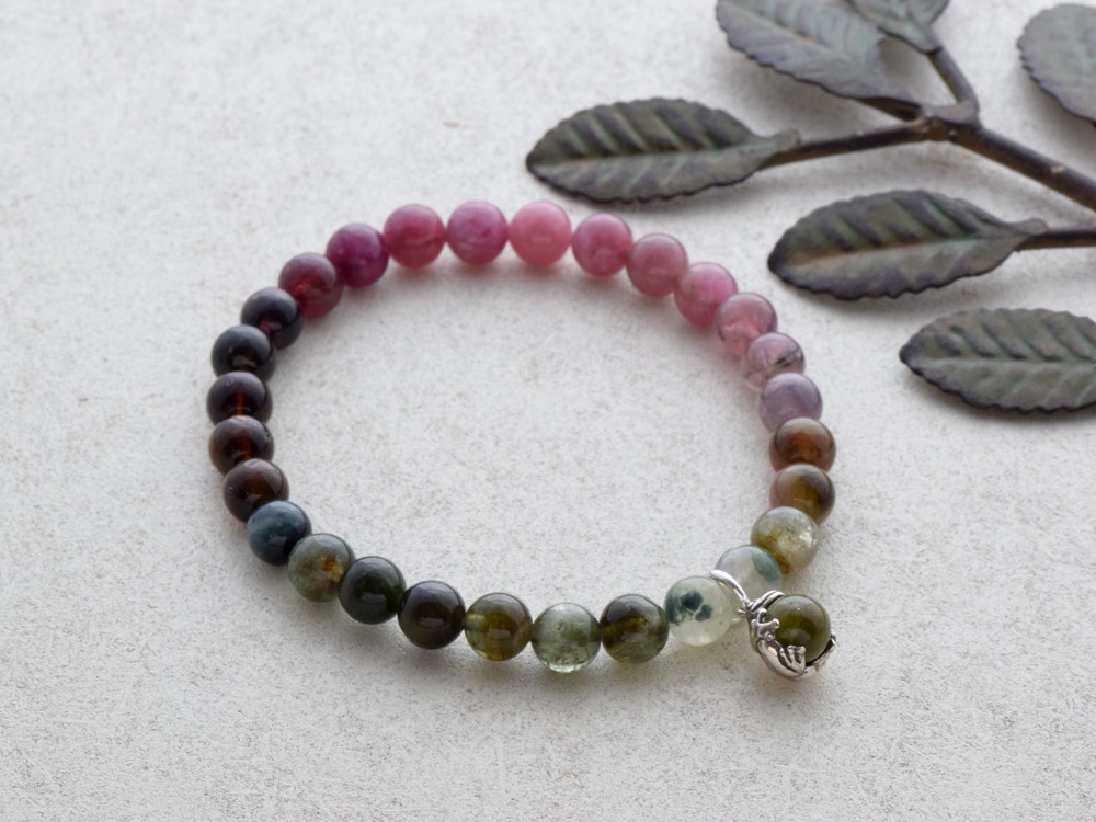 限定１点　ミニカエル玉ブレスレット　10月の誕生石ミックストルマリン