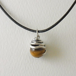 Snake ball pendant Tiger Eye strap Necklace 第2張的照片