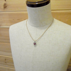 Snake ball pendant ruby leather cord necklace 第4張的照片