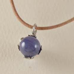 Frog ball pendant tanzanite leather cord necklace 第2張的照片