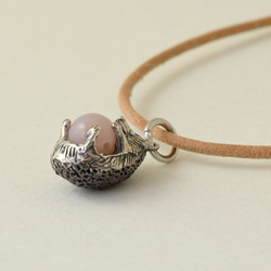 Hedgehog ball pendant pink Opal leather cord necklace 第4張的照片