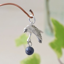 Java sparrow ball pendant Sapphire leather cord necklace 第1張的照片
