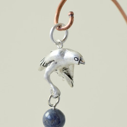 Java sparrow ball pendant Sapphire leather cord necklace 第2張的照片