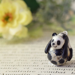 Panda ball pendant Dalmatian Jasper leather cord necklace 第1張的照片
