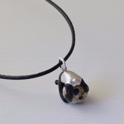 Panda ball pendant Dalmatian Jasper leather cord necklace 第4張的照片