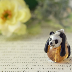 Panda ball pendant Citrine leather cord necklace 第1張的照片