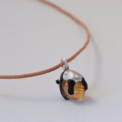 Panda ball pendant Citrine leather cord necklace 第4張的照片