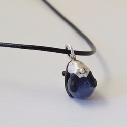 Panda ball pendant Tanzanite leather cord necklace 第4張的照片