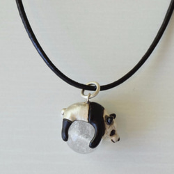 Panda ball pendant Himalayan Crystal leather cord necklace 第3張的照片