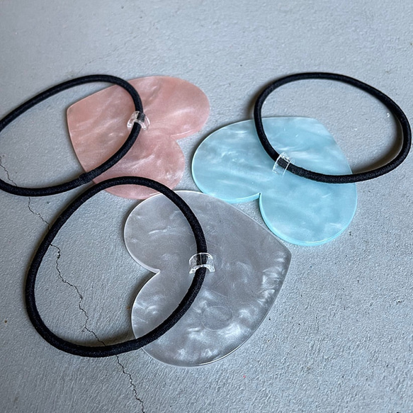 ○ Heart hair tie ○ Pearl pink 7枚目の画像