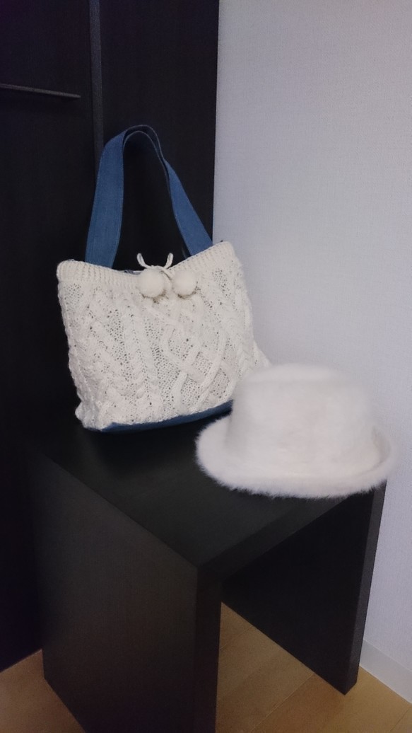 ❤デニムバッグ⑰❤ オフホワイトニット 【オススメです！】