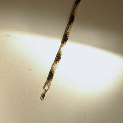 14kgfシンプルビーズブレスレットtriple zigzag［ホワイト・ブラウン・ゴールド] 6枚目の画像