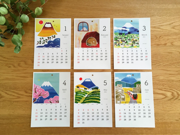 送料無料☆富士山カレンダー2021 壁掛けタイプ＜数量限定＞ポストカード1枚プレゼント！ 2枚目の画像