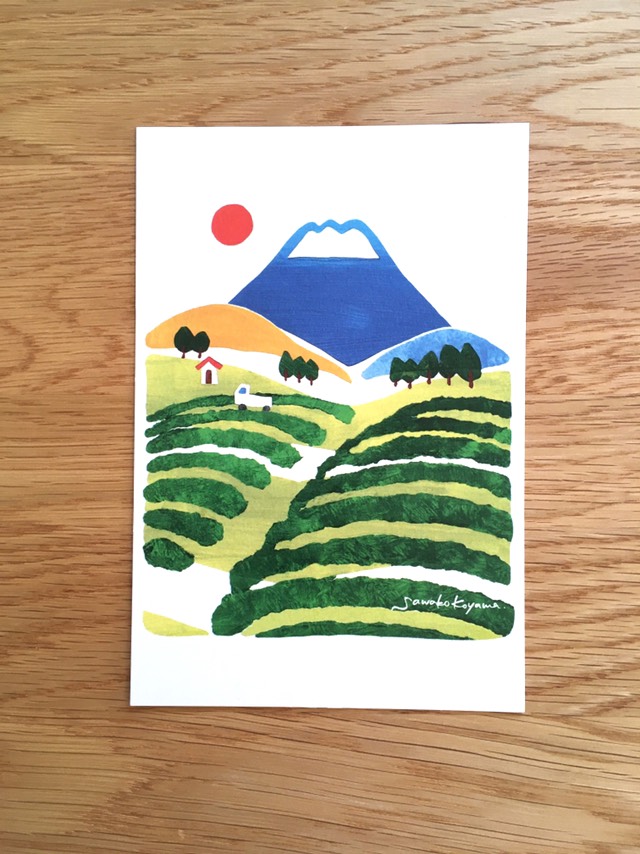 選べる♪富士山ポストカード3枚セット「no.7富士に茶畑」 ポスト