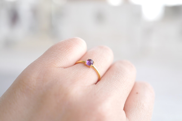 二月誕生石紫水晶18K GP免費戒指 第3張的照片