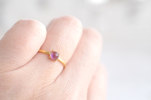 二月誕生石紫水晶18K GP免費戒指 第4張的照片