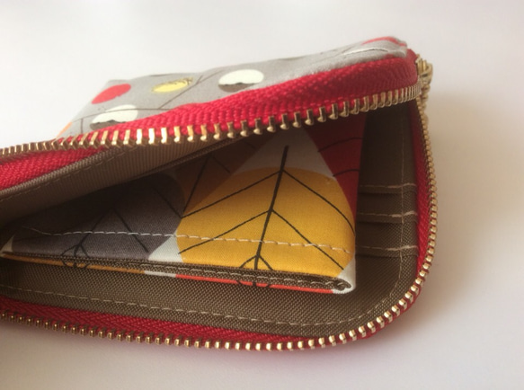 ミニ財布　Ｌ字ファスナー　ツバメ 4枚目の画像