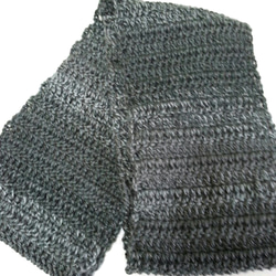 手編み感抜群の長編みスヌード・2重巻き・グレーむら染め 2枚目の画像