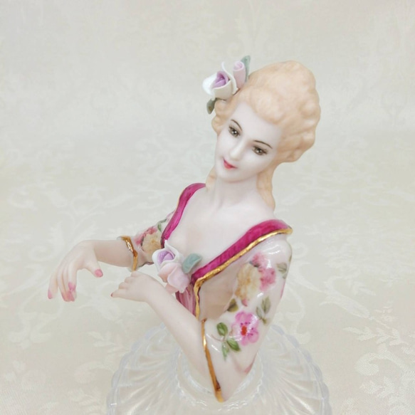 【受注製作】 ハーフドールオーダー 【 ロマンス　ピンク 】  人形 レース ドール  ティーコゼ ピンクッション 2枚目の画像
