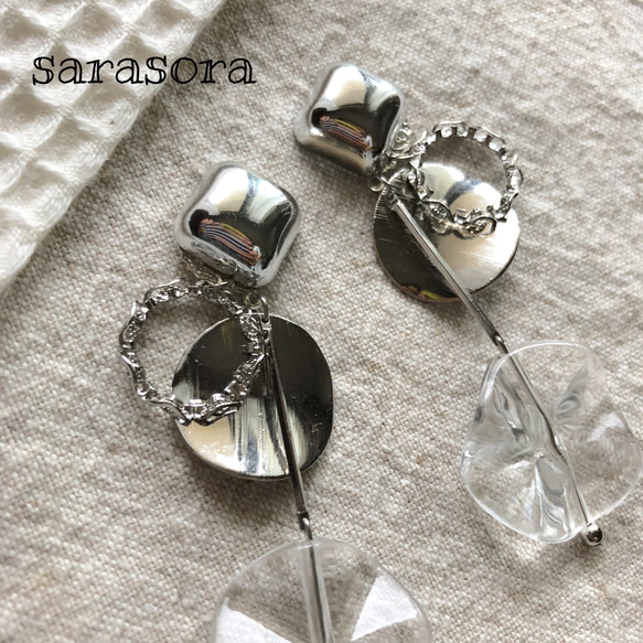 silver× wave clear ピアス 2枚目の画像