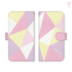 【送料無料】三角 名入れ♪ iPhone/Androidケース ベルト：パステル系 濃い ピンク 1枚目の画像