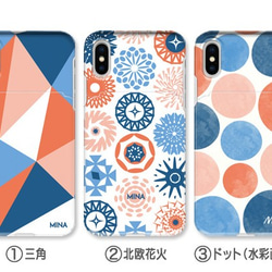 ミラー付きICカード収納ケース オレンジ×ネイビー iPhoneケース【送料無料】 3枚目の画像