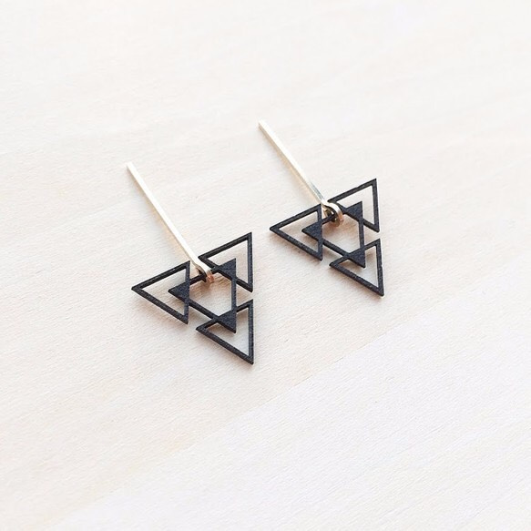 Paper piarced earring 14ｋｇｆ 0003 BLACK PV14G-0003B 第2張的照片