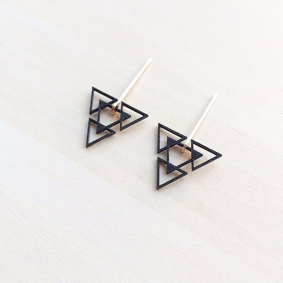 Paper piarced earring 14ｋｇｆ 0003 BLACK PV14G-0003B 第3張的照片